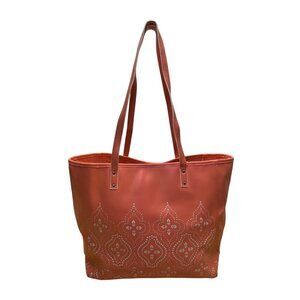 Vera Bradley Women’s Coral Faux Leather Laser-Cut Tote Bag With Shoulder Straps